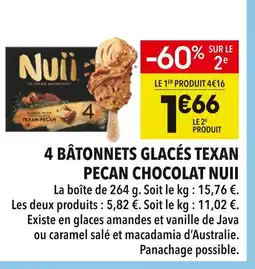 Supeco Nuii 4 Bâtonnets Glacés Texan Pecan Chocolat offre