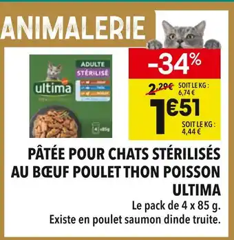 Ultima Pâtée pour chats stérilisés au bœuf poulet thon poisson