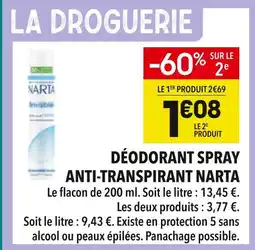 Supeco Narta Déodorant Spray Anti-Transpirant offre