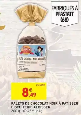 Intermarché Palets de chocolat noir à patisser biscuiterie offre