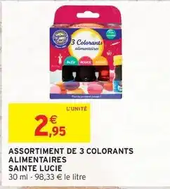 Intermarché SAINTE LUCIE Assortiment de 3 colorants alimentaires offre