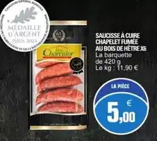 E.Leclerc Charculor - saucisse a cuire chapelet fumee au bois de hetre x6 offre