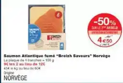 Monoprix Saumon atiantique fumé breish saveurs norvège offre
