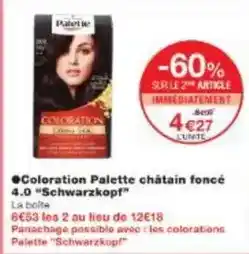 Monoprix Schwarzkopf - coloration palette châtain foncé offre