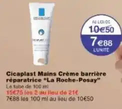 Monoprix Roche posay - cicaplast crème barrière réparatrice offre