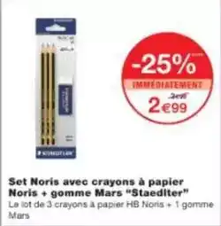 Monoprix Mars - set noris avec crayons a papier noris + gomme offre