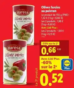 Lidl Baresa - olives vertes au poivron offre