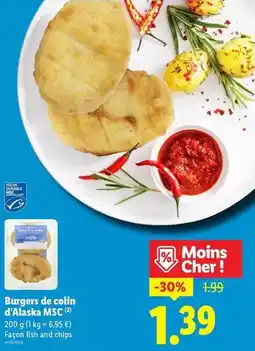 Lidl Burgers de colin d'alaska msc offre