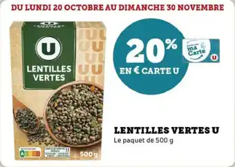 Super U Lentilles vertes u offre