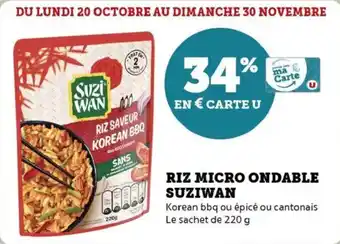Super U Riz micro ondable suziwan offre