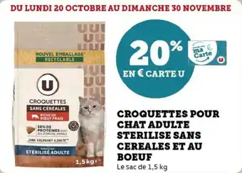 Super U Croquettes pour chat adulte sterilise sans cereales et au boeuf offre