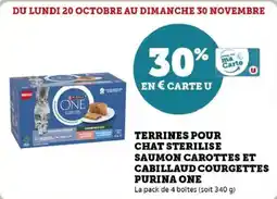 Super U Terrines pour chat sterilise saumon carottes et cabillaud courgettes purina one offre