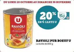 Super U Ravioli pur boeuf u offre
