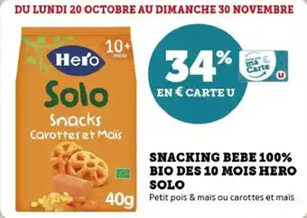 Super U Snacking bebe 100% bio des 10 mois hero solo offre