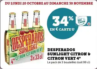 Super U Desperados sunlight citron & citron vert 4° offre