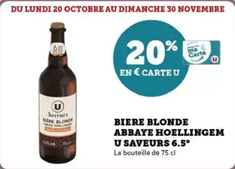 Super U Biere blonde abbaye hoellingem u saveurs 6.5° offre