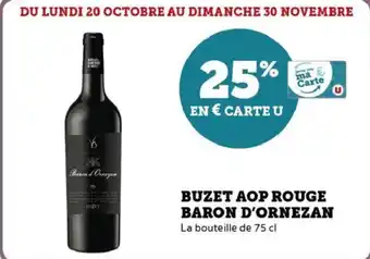 Super U Buzet aop rouge baron d'ornezan offre