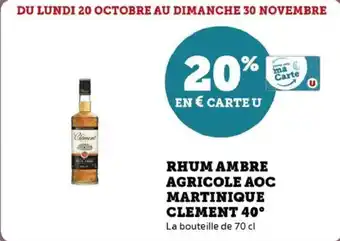 Rhum ambre agricole aoc martinique clement 40°