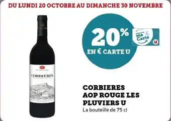 Super U Corbieres aop rouge les pluviers u offre