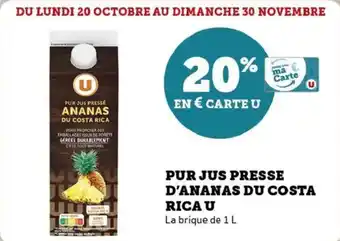Super U Pur jus presse d'ananas du costa rica u offre