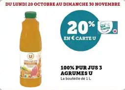 Super U 100% pur jus 3 agrumes u offre
