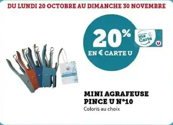 Super U Mini agrafeuse pince u n°10 offre
