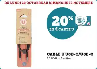 Super U Cable u usb c/usb c offre