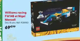 La Grande Récré LEGO Williams racing fw14b et nigel mansell offre