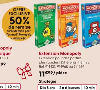 La Grande Récré Monopoly Extension Monopoly offre