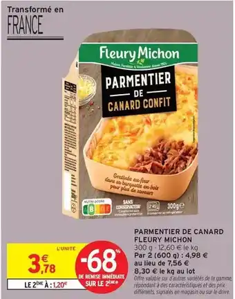 Intermarché Fleury michon - parmentier de canard offre