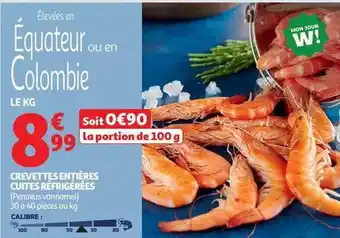Auchan Supermarché Mon - crevettes entières cuites réfrigérées offre