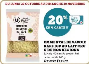 Hyper U Emmental de savoie rape igp au lait cru u de nos regions offre