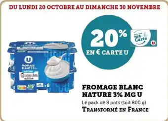 Hyper U Fromage blanc nature 3% mg u offre