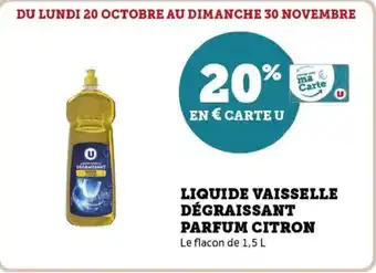 Hyper U Liquide vaisselle dégraissant parfum citron offre