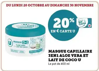 Hyper U Masque capillaire 3en1 aloe vera et lait de coco u offre