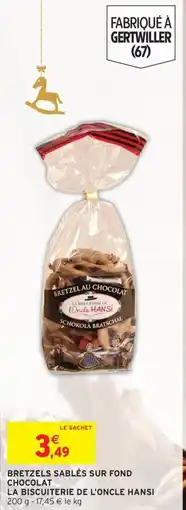 Intermarché HANSI Bretzels sablés sur fond chocolat la biscuiterie de l'oncle offre