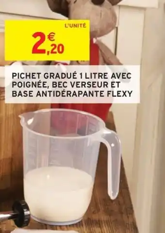 Intermarché Pichet gradué 1 litre avec poignée, bec verseur et base antiderapante flexy offre