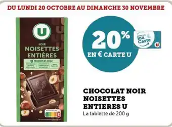 Hyper U Chocolat noir noisettes entieres u offre