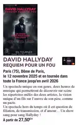 Carrefour Market David hallyday requiem pour un fou offre