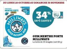 Hyper U Gum menthe forte milliways offre