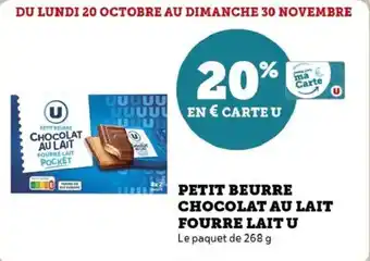 Hyper U Petit beurre chocolat au lait fourre laitu offre
