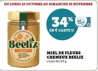 Hyper U Miel de fleurs cremeux beeliz offre