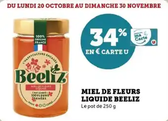 Hyper U Miel de fleurs liquide beeliz offre