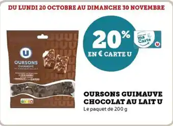 Hyper U Oursons guimauve chocolat au lait u offre
