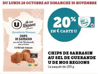 Hyper U Chips de sarrasin au sel de guerande u de nos regions offre