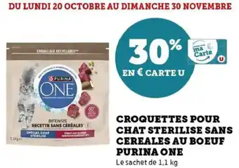 Hyper U Croquettes pour chat sterilise sans cereales au boeuf purina one offre
