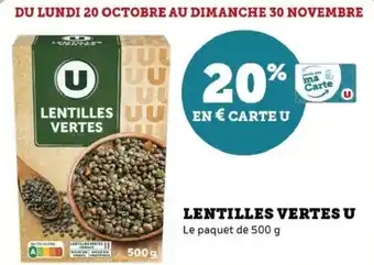 Hyper U Lentilles vertes u offre