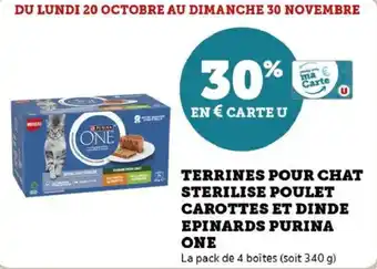 Terrines pour chat sterilise poulet carottes et dinde epinards purina one