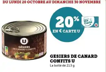 Hyper U Gesiers de canard confits u offre