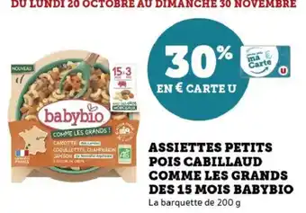 Hyper U Assiettes petits pois cabillaud comme les grands des 15 mois babybio offre